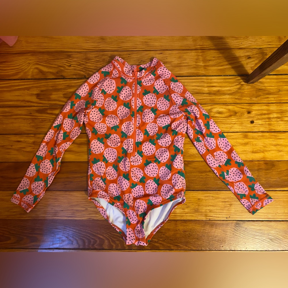Hanna Andersson Pink Strawberry Kids Rashguard